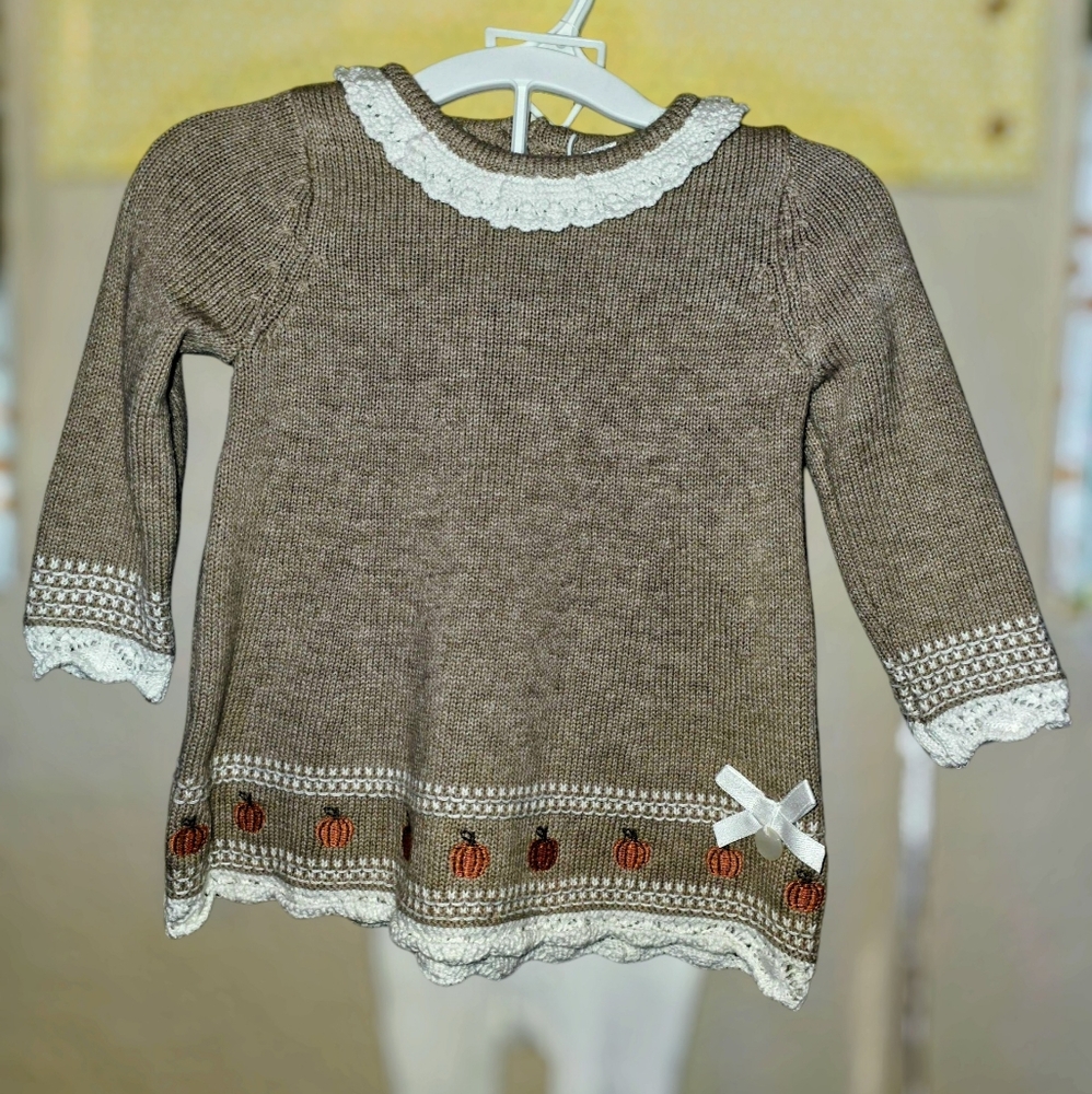 3-Piece Sweater, Leggings, Baret Hat Outfit Set! Fall, Pumpkin, Bows